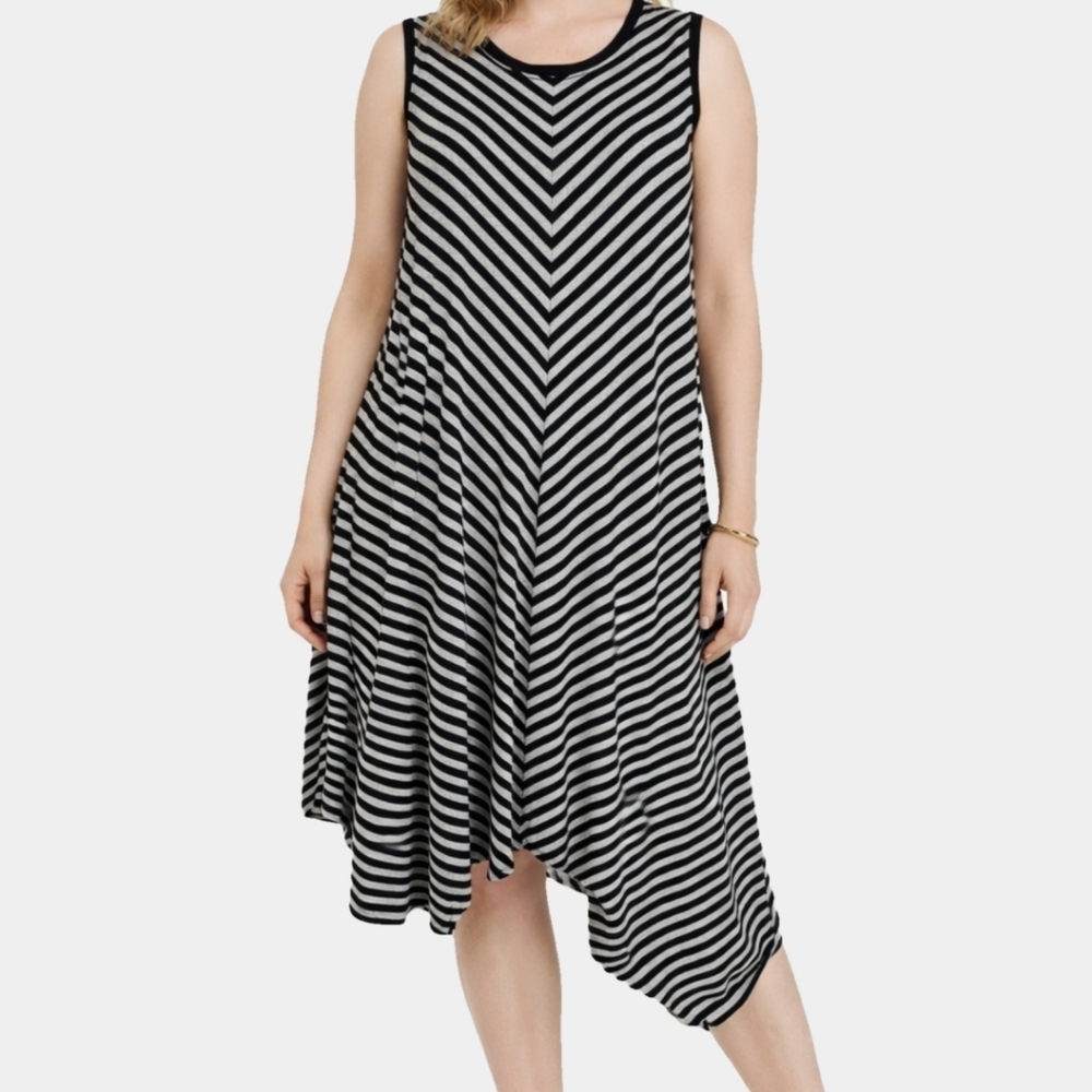 Mossimo Round Neck Sleeveless Chevron Striped Trapeze Dress Size XXL